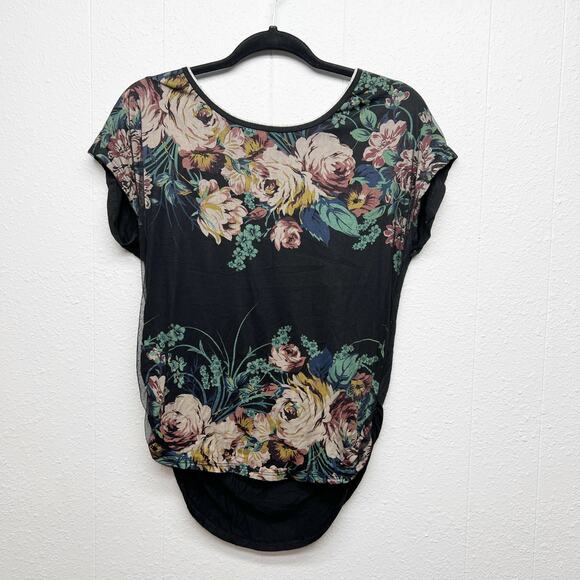 Eloista Early 2000s Retro Floral Mesh Womens Top Small Fairygoth Whimsigoth Chic - Picture 1 of 8